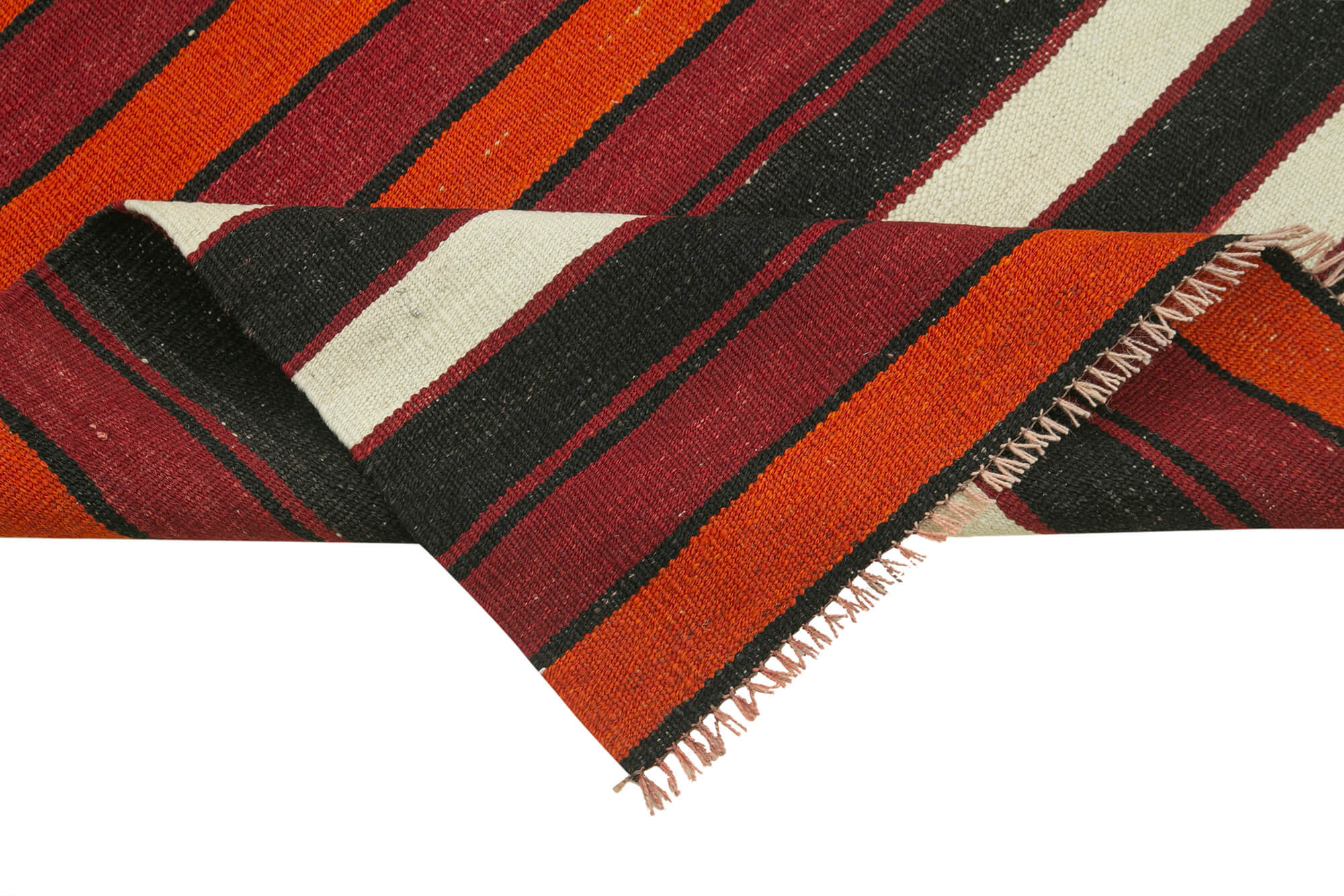 Handmade Area Rug | Anatolian Runner White Striped Cotton Wool Carpet 2'10''x10'4''