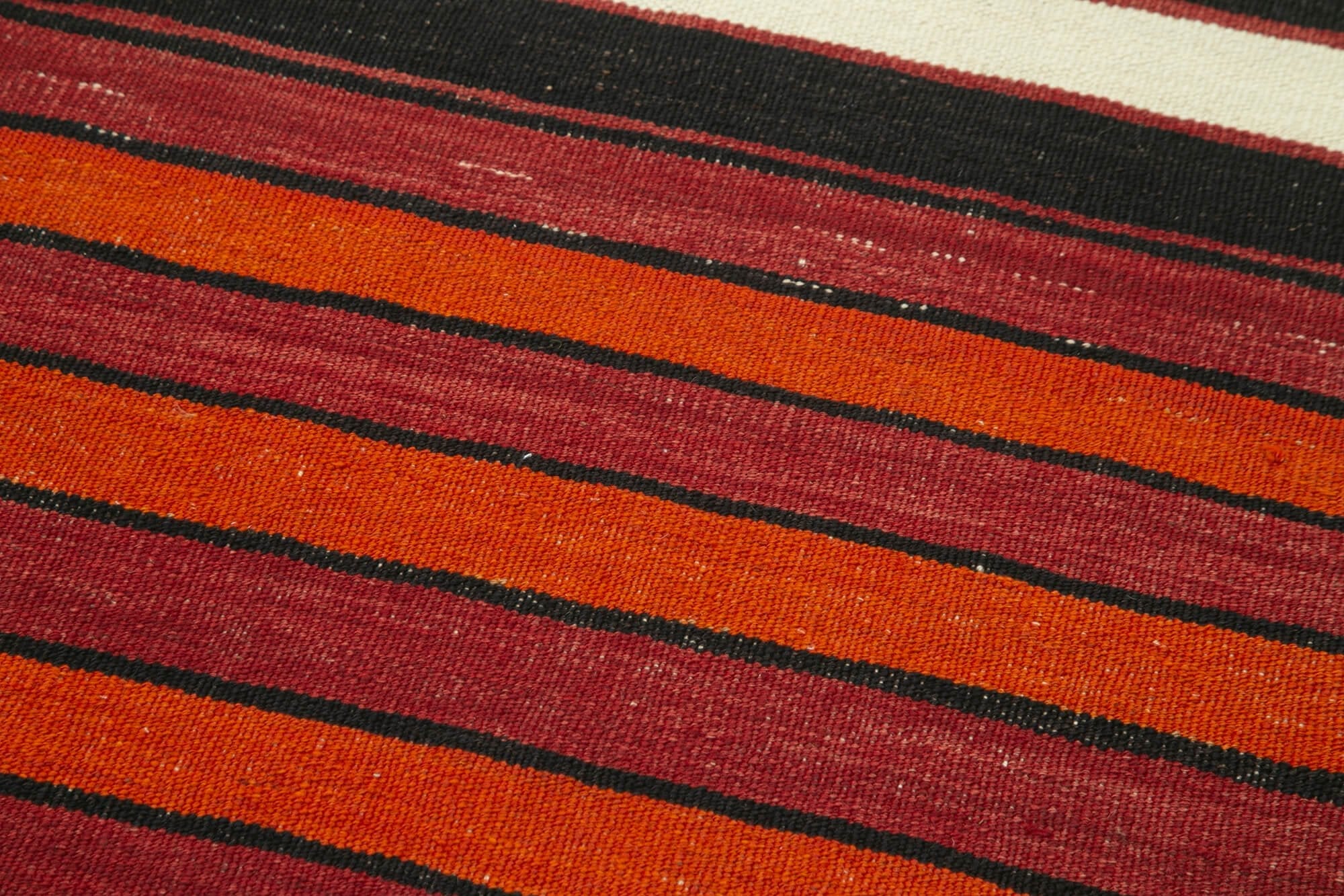 Handmade Area Rug | Anatolian Runner White Striped Cotton Wool Carpet 2'10''x10'4''