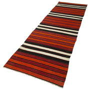 Handmade Area Rug | Anatolian Runner White Striped Cotton Wool Carpet 2'10''x10'4''