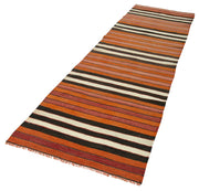 Handmade Area Rug - Anatolian Runner Cotton Wool Striped Vintage Carpet 2'11''x10'1''
