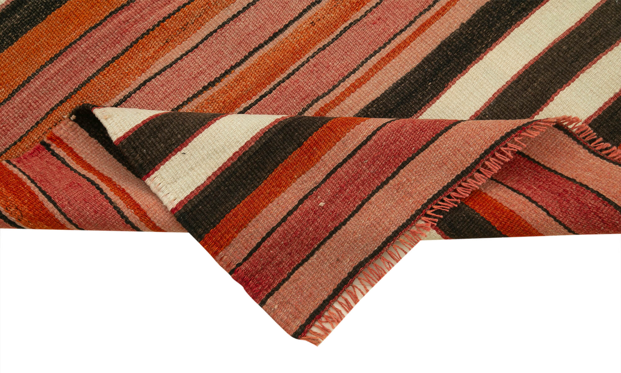 Handmade Area Rug - Anatolian Runner Cotton Wool Striped Vintage Carpet 2'11''x10'1''