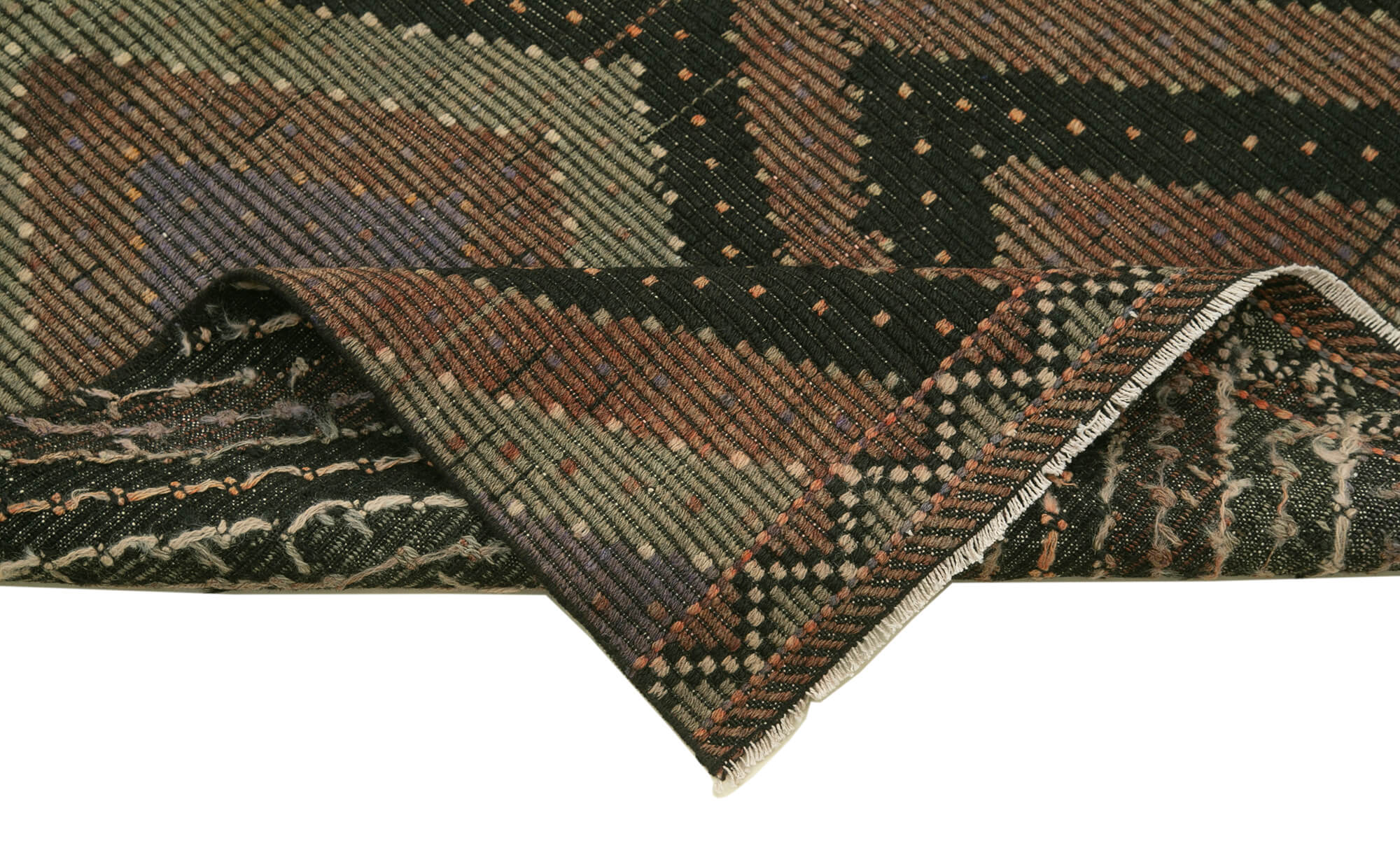 Handmade Area Rug – Anatolian Runner Brown Striped Cotton Wool Carpet 3'5''x11'5''
