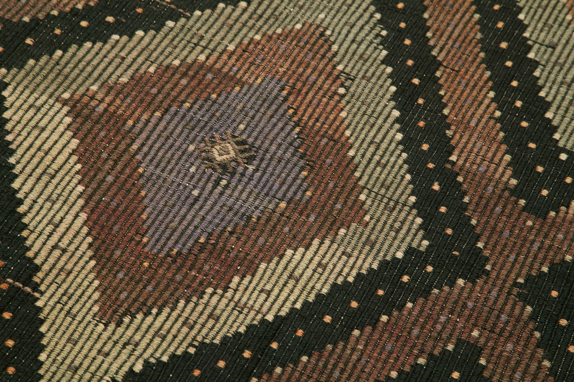 Handmade Area Rug – Anatolian Runner Brown Striped Cotton Wool Carpet 3'5''x11'5''