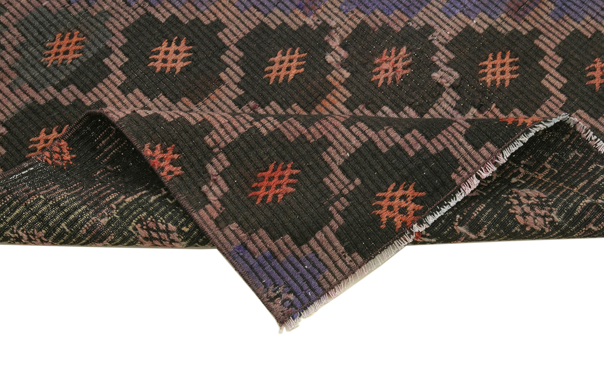 Handmade Area Rug – Anatolian Runner Brown Striped Cotton Wool Carpet 3'6''x9'2''