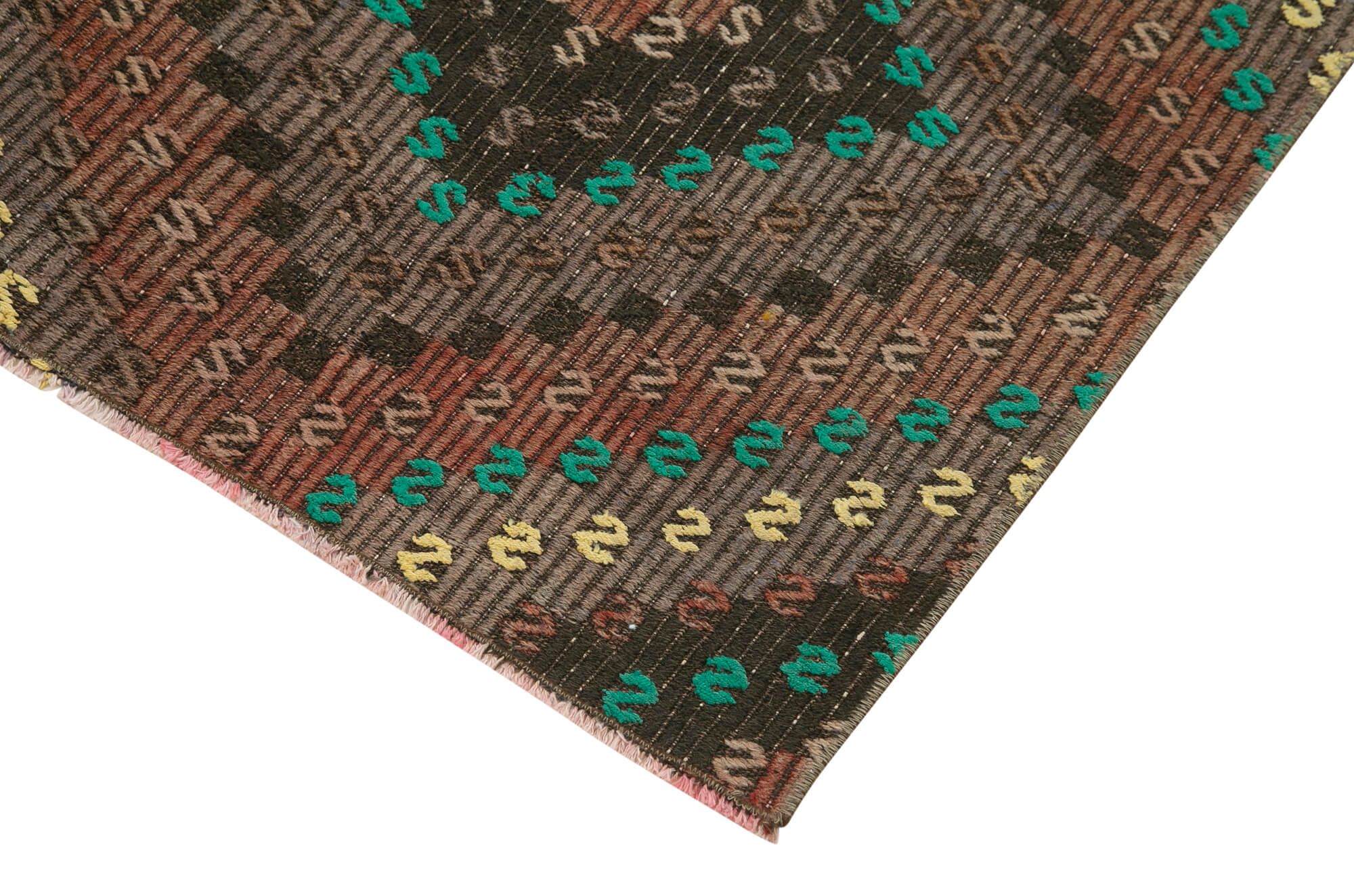 Handmade Area Rug - Anatolian Runner Brown Striped Cotton Wool 2'6''x9'5''