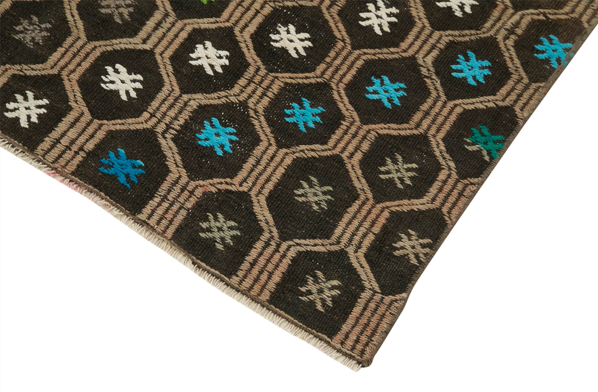 Handmade Area Rug - Anatolian Runner Brown Striped Cotton Wool Carpet 2'7''x8'7''