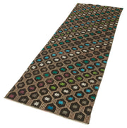 Handmade Area Rug - Anatolian Runner Brown Striped Cotton Wool Carpet 2'7''x8'7''