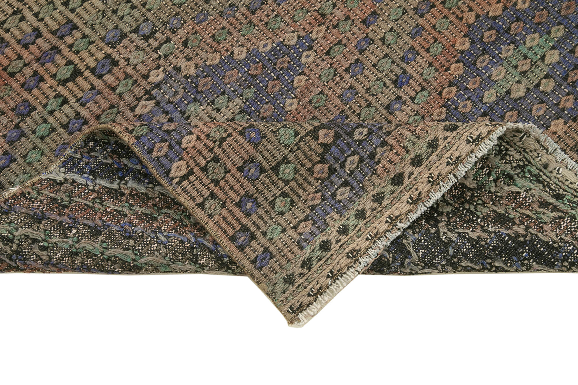 Handmade Area Rug - Anatolian Runner Brown Striped Cotton Wool Carpet 2'11''x9'1''