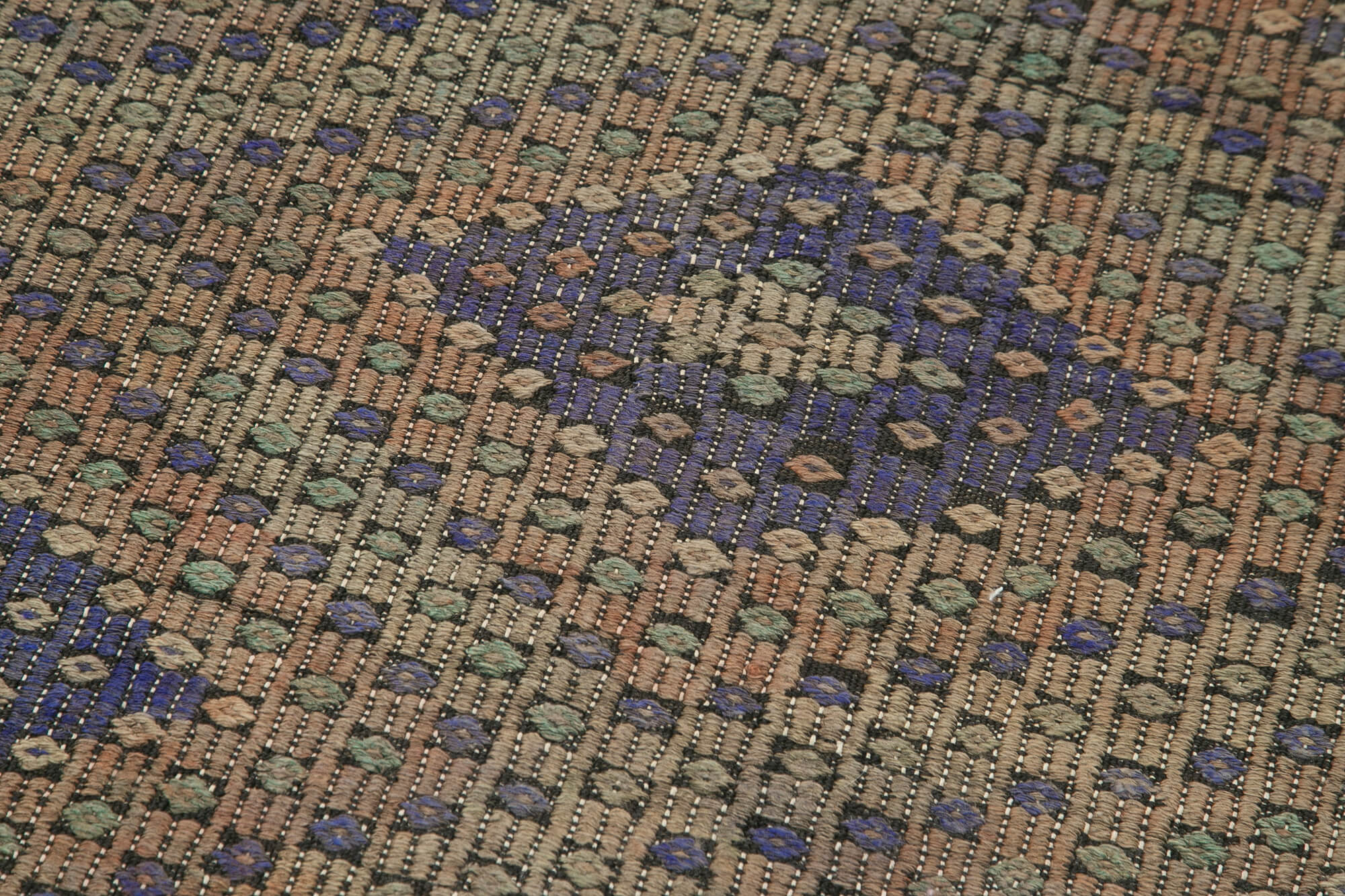 Handmade Area Rug - Anatolian Runner Brown Striped Cotton Wool Carpet 2'11''x9'1''