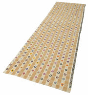 Handmade Area Rug - Anatolian Runner Yellow Striped Cotton Wool Carpet 3'0''x11'9''