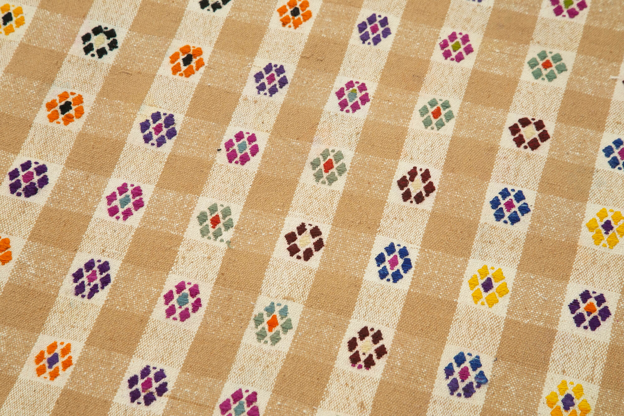 Handmade Area Rug - Anatolian Runner Yellow Striped Cotton Wool Carpet 3'0''x11'9''