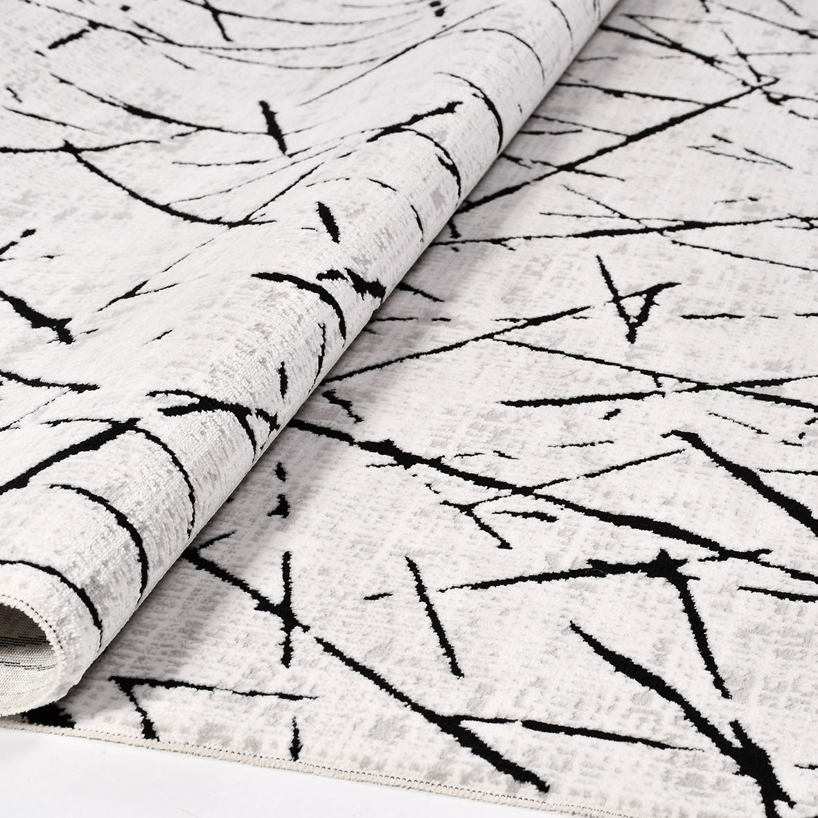 Grey Geometric Rug – Machine Made Area Rug with 600K Stitch Density & 8mm Pile Height