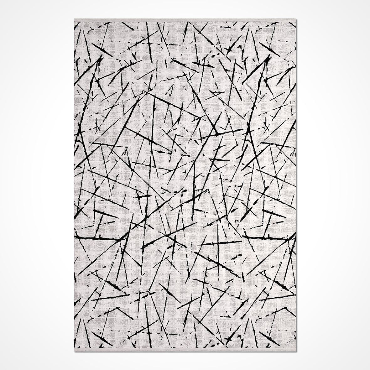 Grey Geometric Rug – Machine Made Area Rug with 600K Stitch Density & 8mm Pile Height