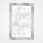 Grey Area Rug - Machine Made Rug With Frame Design | 10mm Pile Height Durable Floor Covering