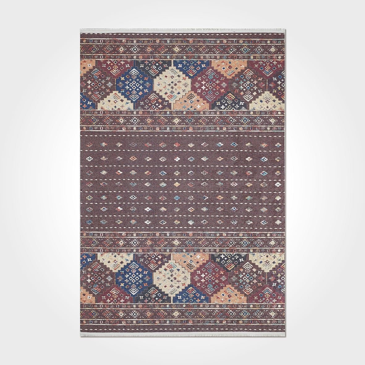 Geometric Area Rug – Washable Non Slip Polyester Chenille Carpet With Soft Cotton