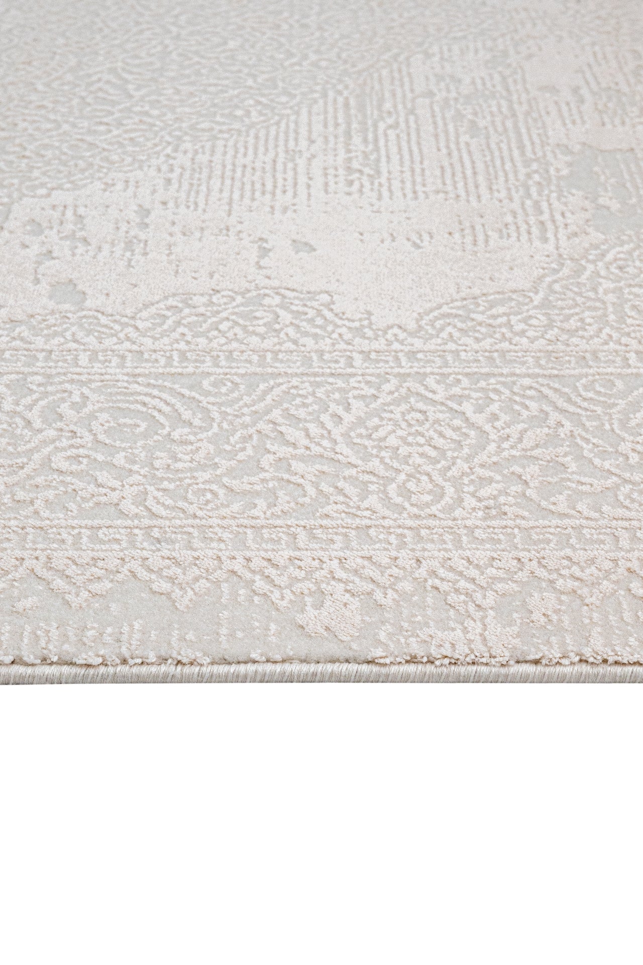 Classic Area Rug – Machine Made Cotton Soft Cream Color Rug with Durable Floor Covering