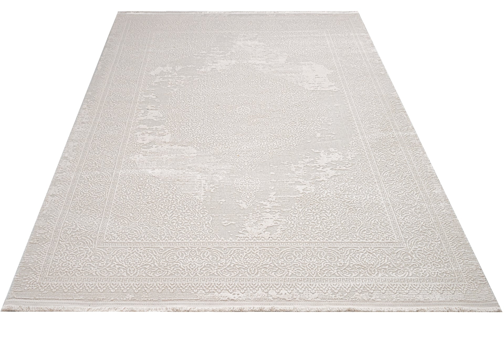 Classic Area Rug – Machine Made Cotton Soft Cream Color Rug with Durable Floor Covering