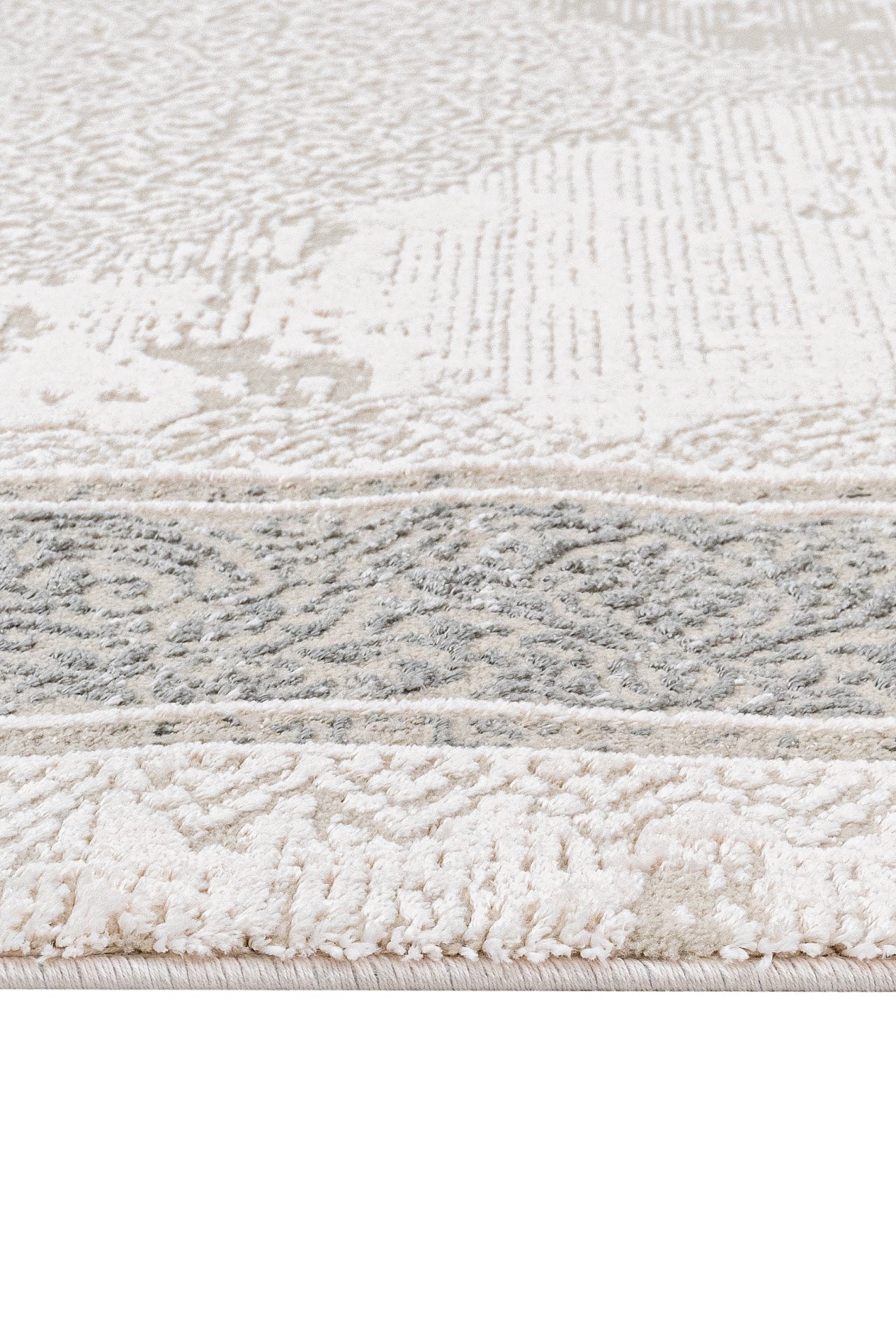 Grey Area Rug - Machine Made Cotton Frame Design Durable Floor Covering for Living Room