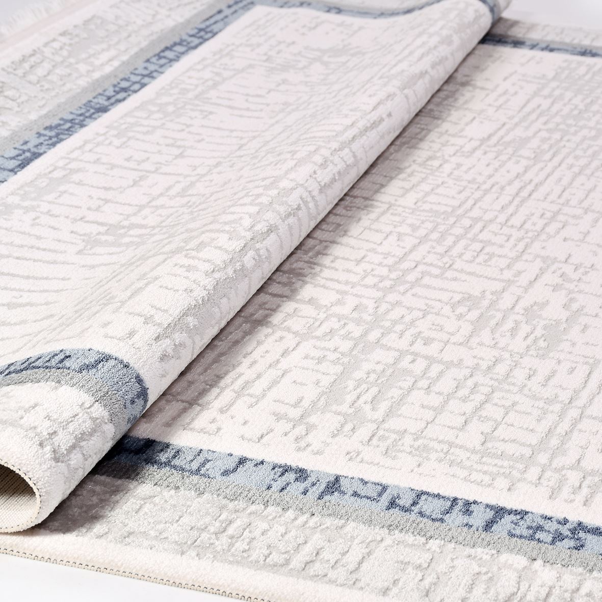 Grey Area Rug - Machine Made Rug With Frame Design Carpet & Soft Pile