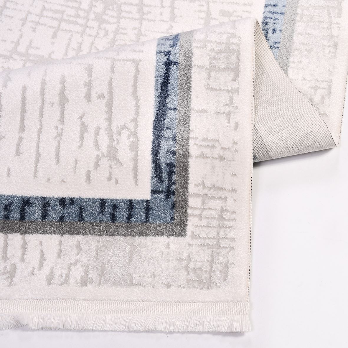 Grey Area Rug - Machine Made Rug With Frame Design Carpet & Soft Pile