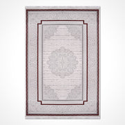 Grey Area Rug - Machine Made Rug with Frame Design Carpet | Soft Pile Durable Floor Covering