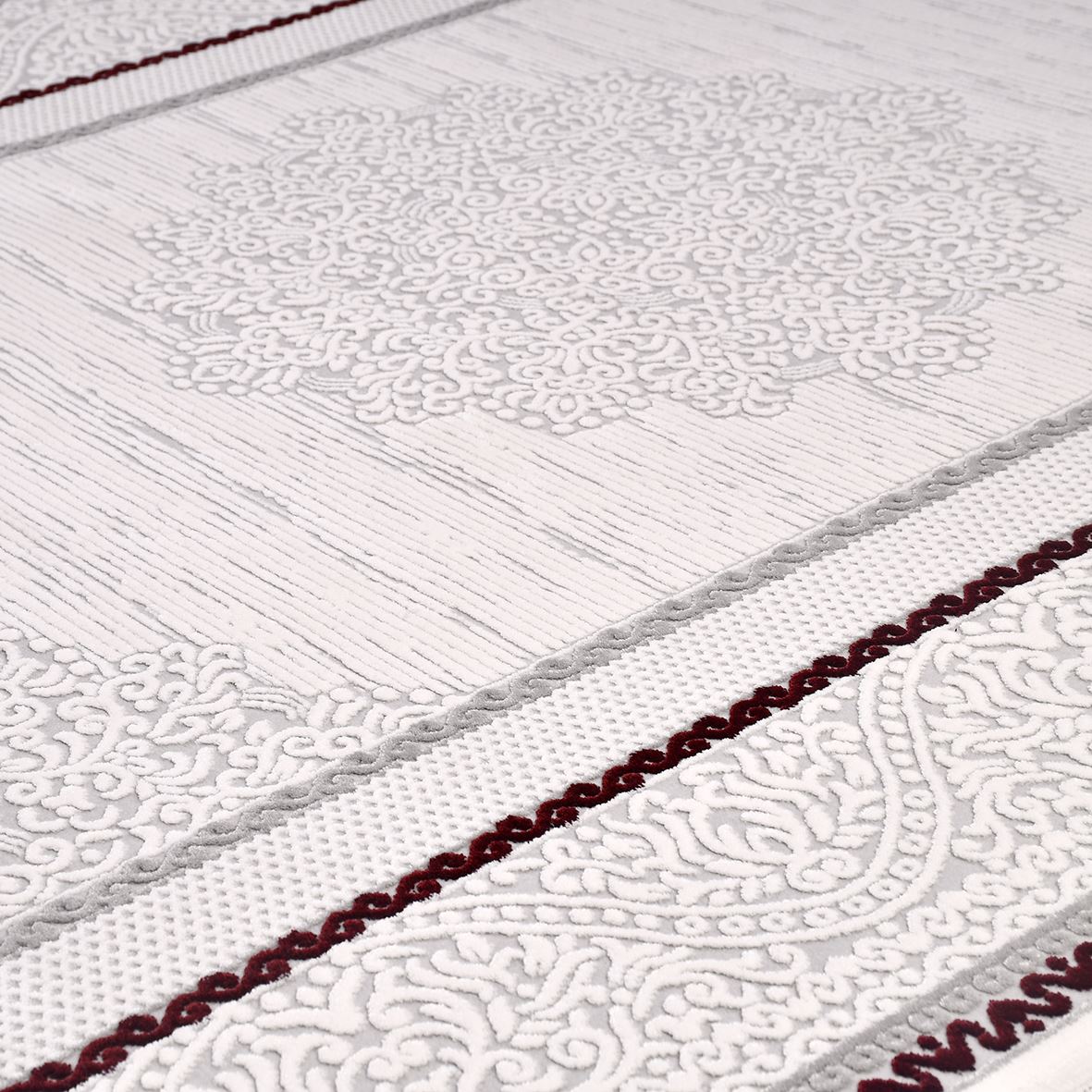 Grey Area Rug - Machine Made Rug with Frame Design Carpet | Soft Pile Durable Floor Covering