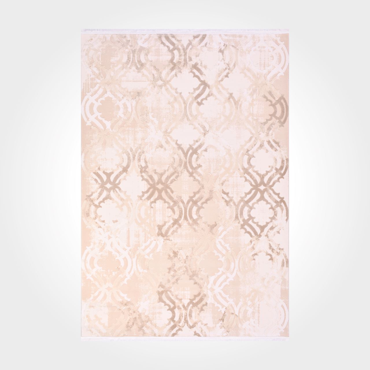 Bamboo Viscose Area Rug – Machine Made Geometric Cream Rug with 11mm Pile Height