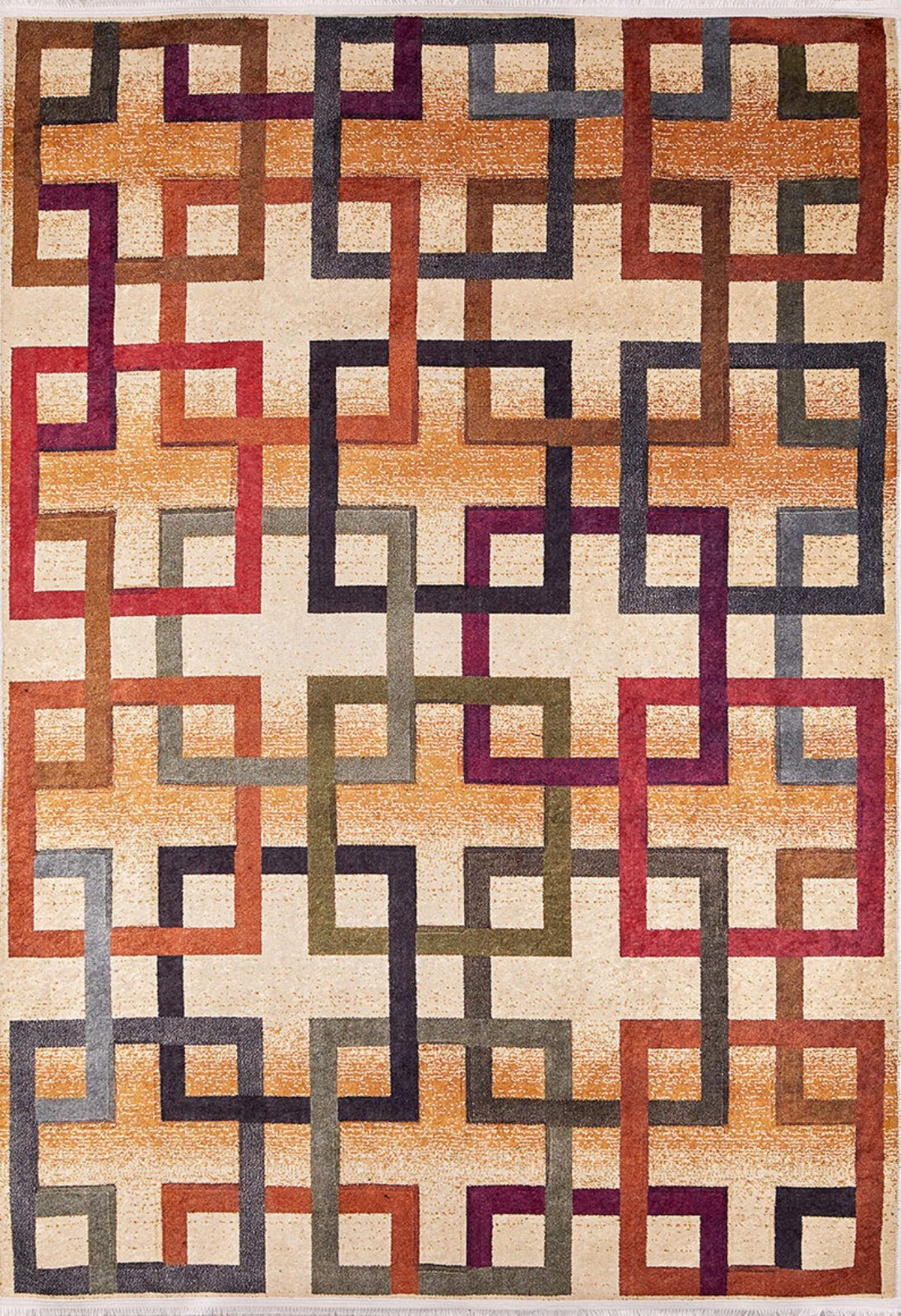 Orange Geometric Area Rug – Non Slip Digital Print Carpet for Living Room