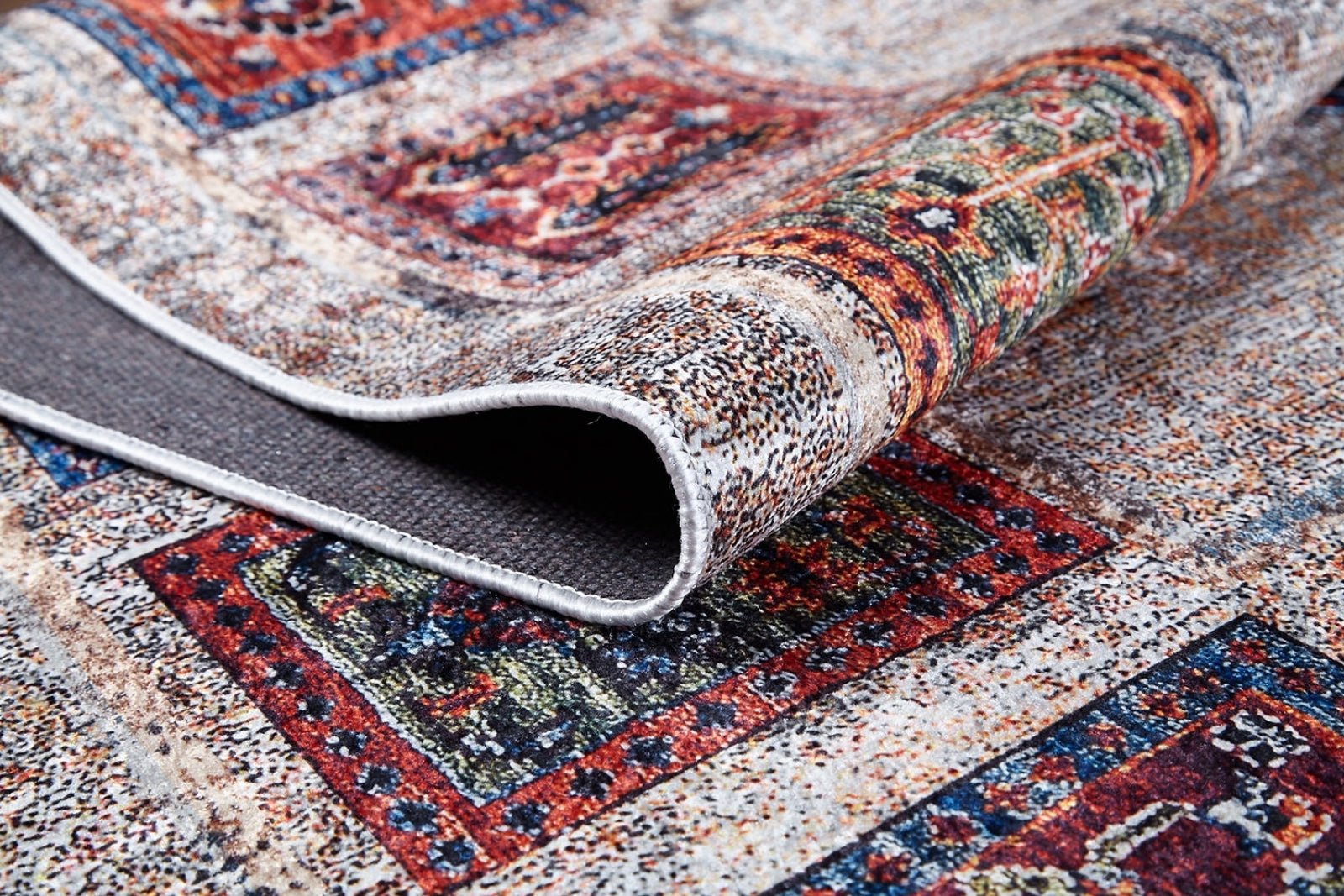 Grey Geometric Area Rug – Digital Print Rug | Non Slip Carpet, Washable & Antibacterial