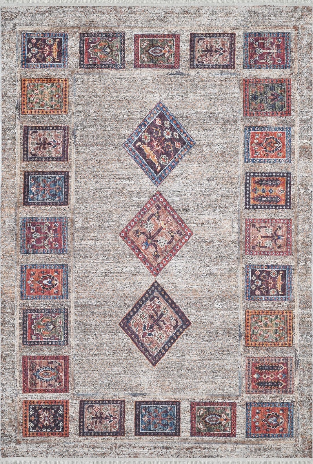 Grey Geometric Area Rug – Digital Print Rug | Non Slip Carpet, Washable & Antibacterial