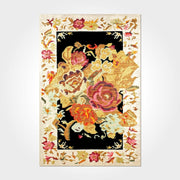 Yellow Floral Area Rug - Washable Non Slip Chenille Cotton Carpet With Soft Texture