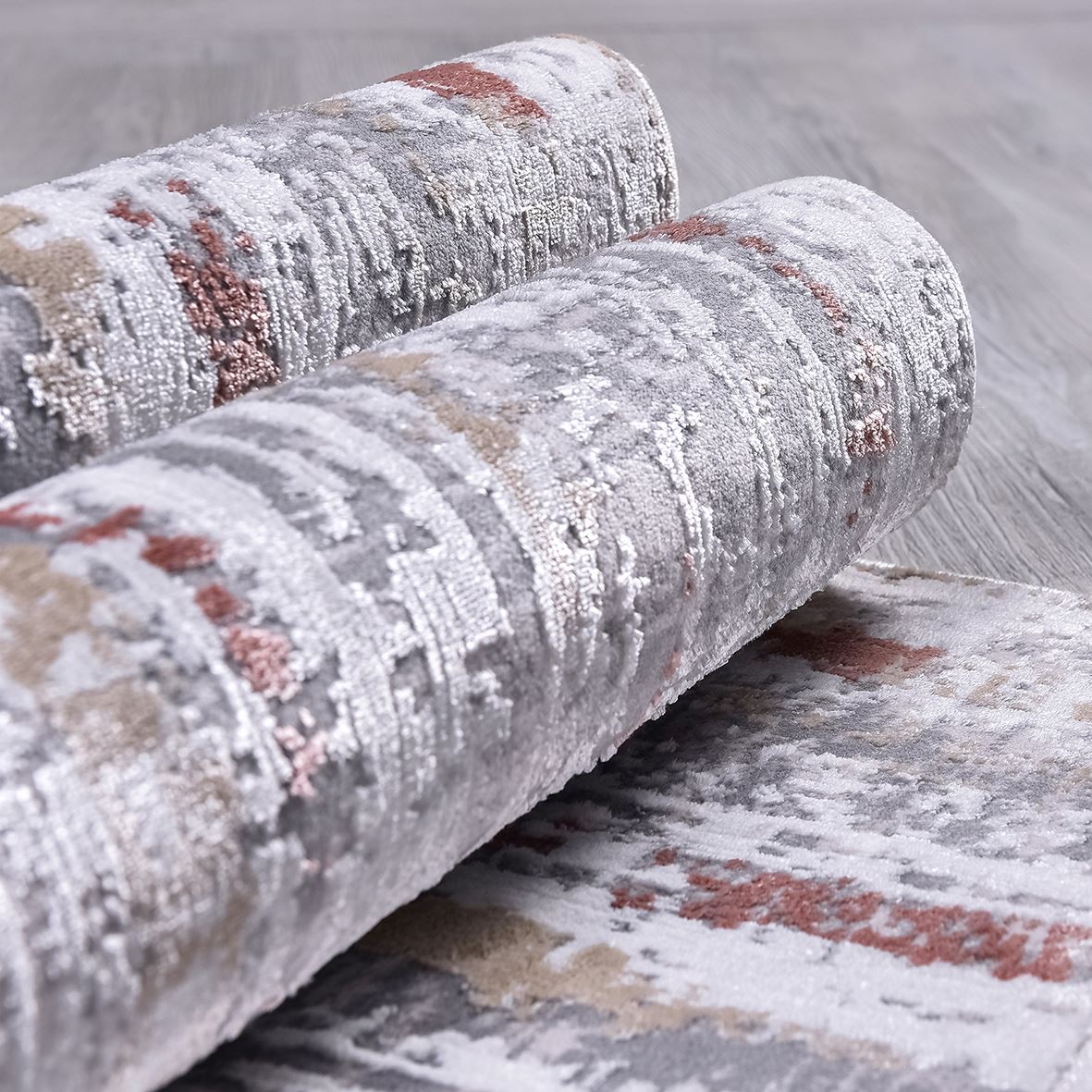 Grey Striped Area Rug - Machine Made Rug With Soft Pile & Overlocked Edge Carpet