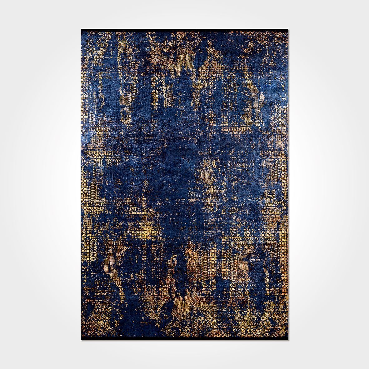 Modern Chenille Area Rug – Navy Blue Polyester Chenille Rug | Washable Non Slip Carpet