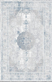 Machine Made Area Rug – Blue Frame Rug With 10 mm Pile Height & Antislip Mat