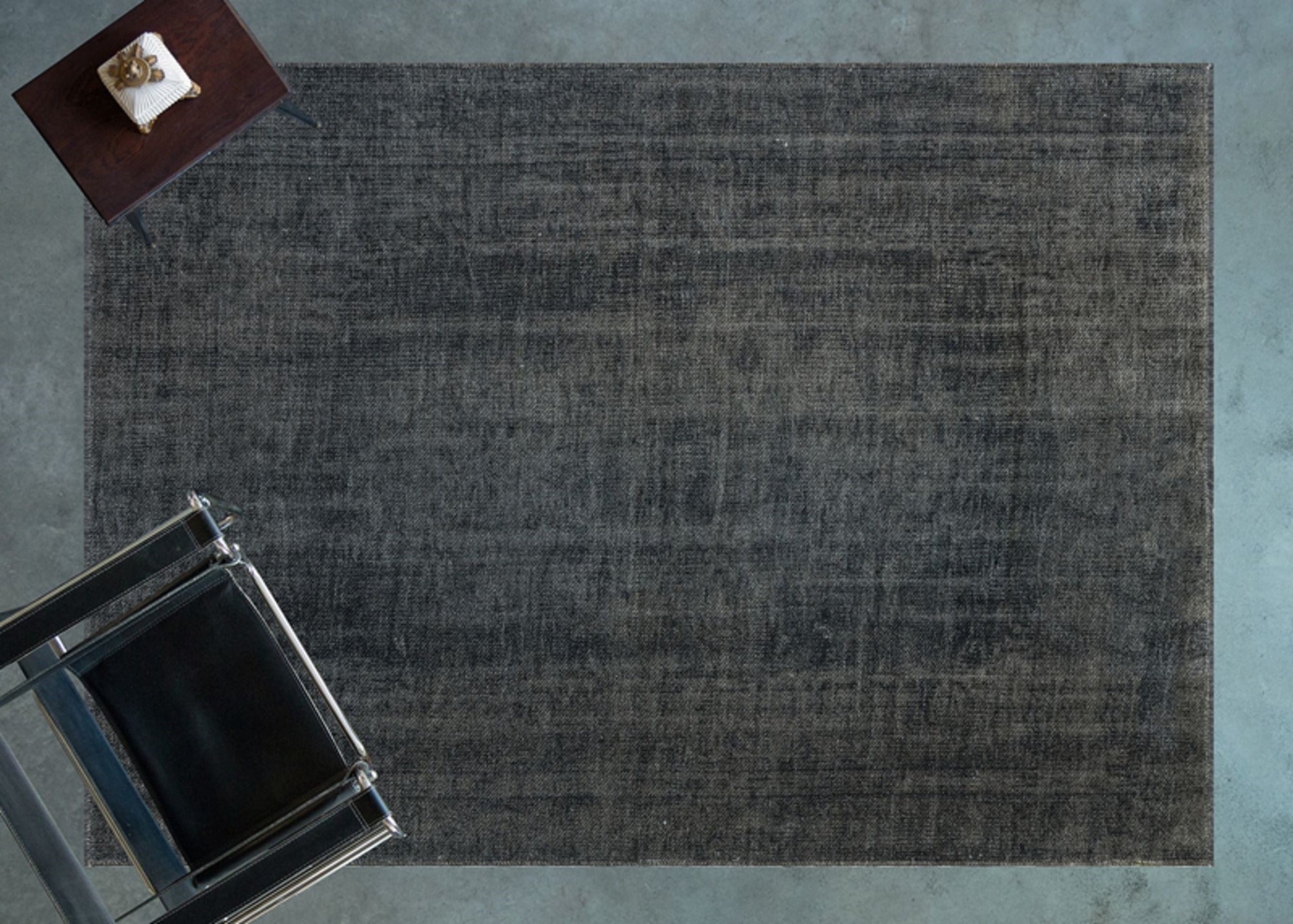Modern Area Rug - Anthracite Color Machine Made Carpet for Living Room
