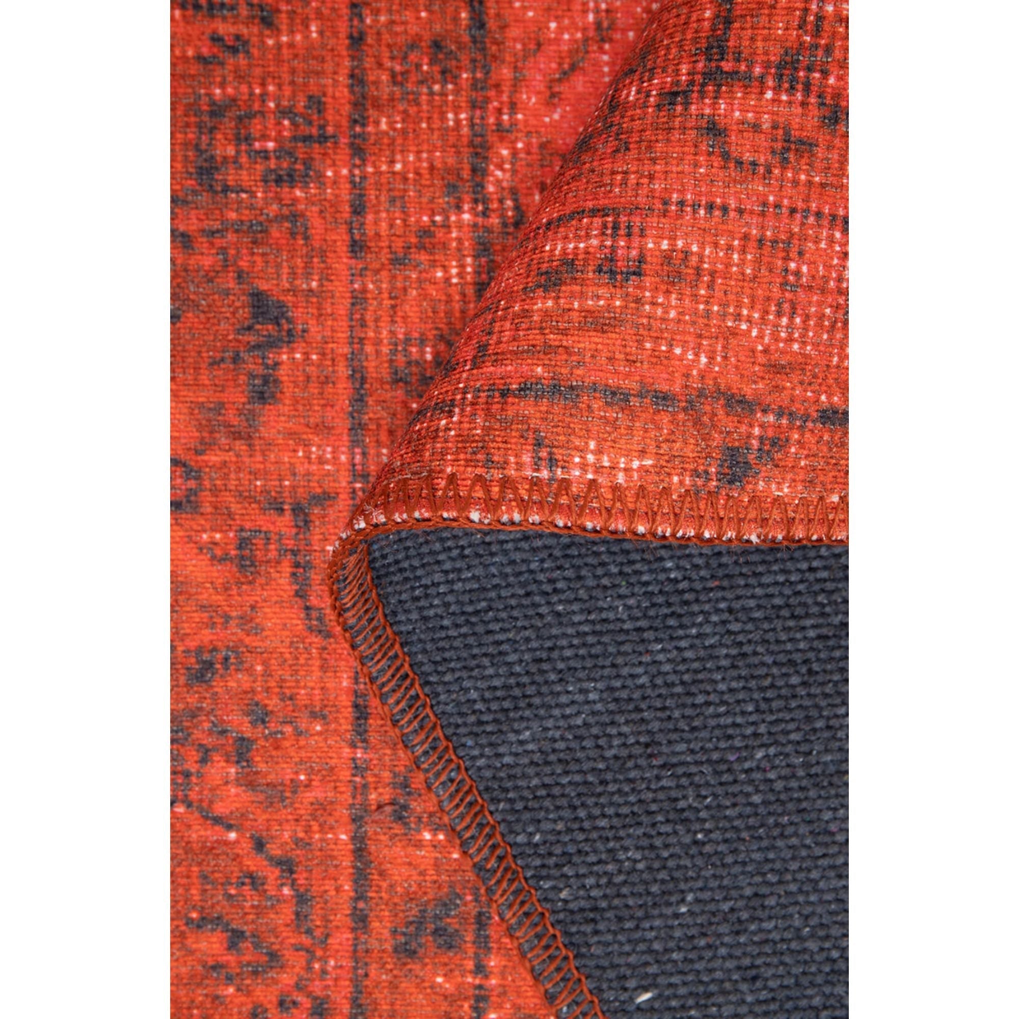 Vintage Cotton Area Rug – Washable Non Slip Red Soft Microfiber Carpet