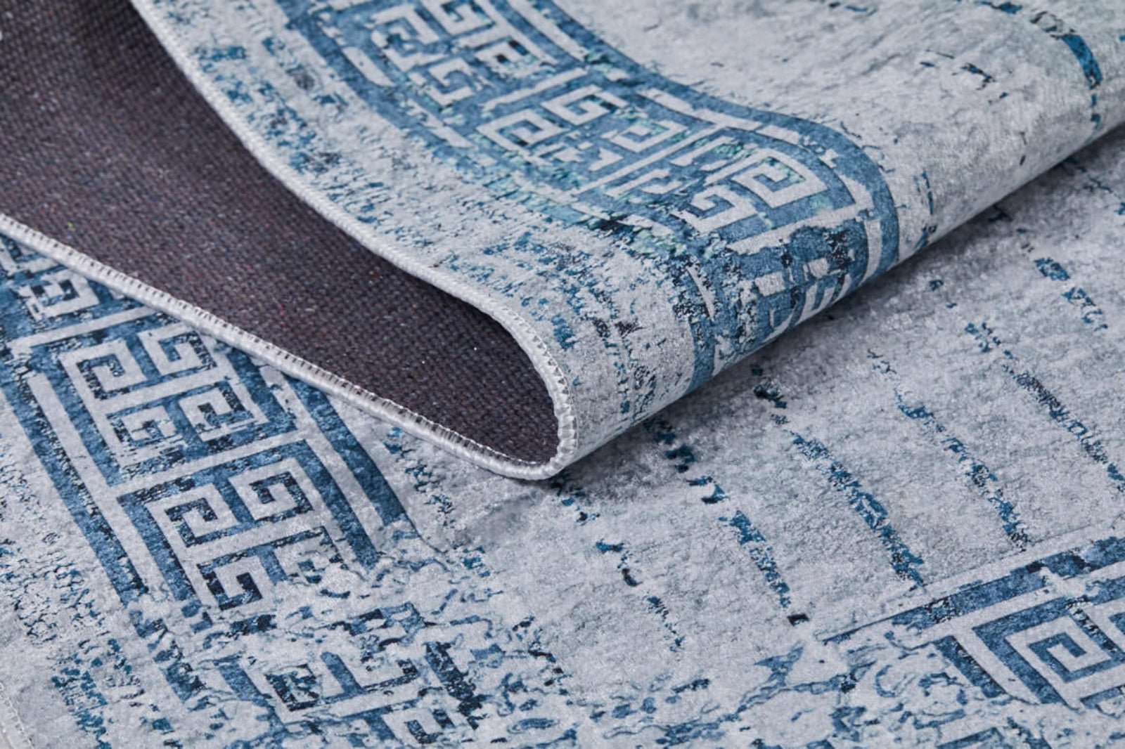 Blue Area Rug – Digital Print Rug With Frame Design | Antibacterial & Non-Slip Carpet