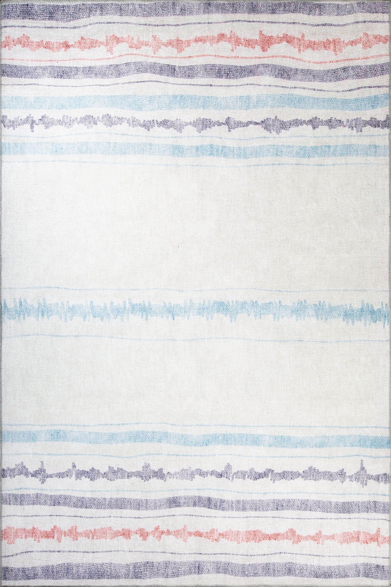 White Striped Area Rug – Soft Microfiber Carpet | Washable Non Slip Cotton