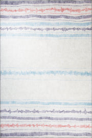 White Striped Area Rug – Soft Microfiber Carpet | Washable Non Slip Cotton