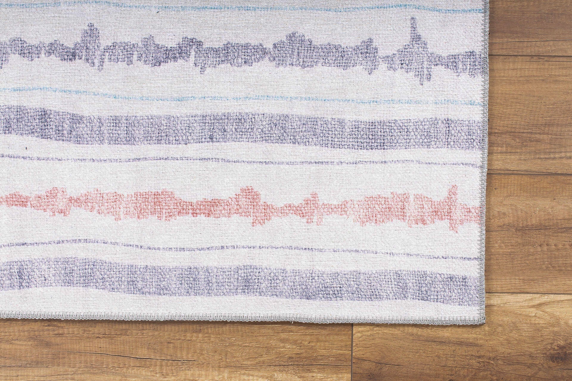 White Striped Area Rug – Soft Microfiber Carpet | Washable Non Slip Cotton