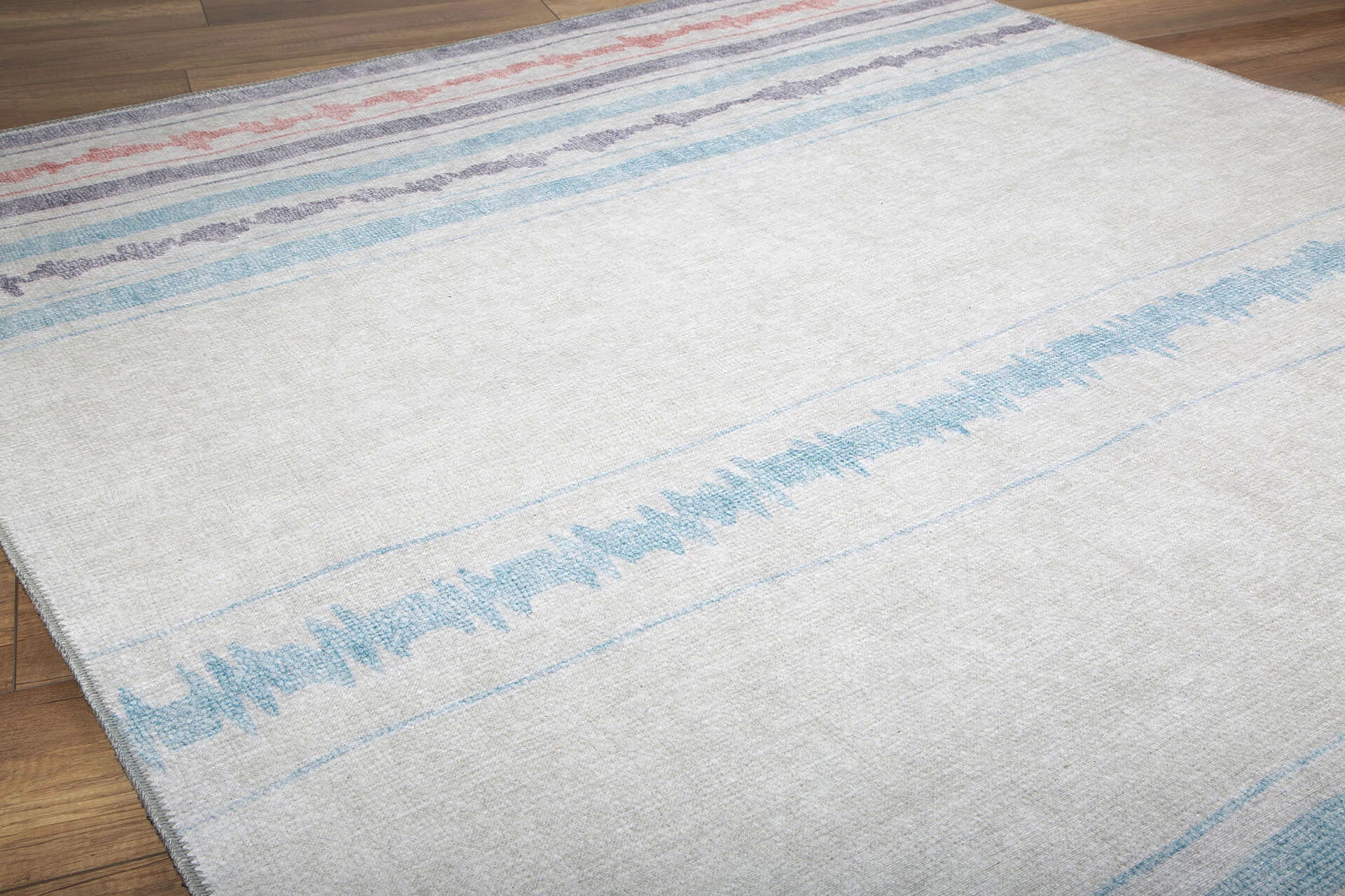 White Striped Area Rug – Soft Microfiber Carpet | Washable Non Slip Cotton