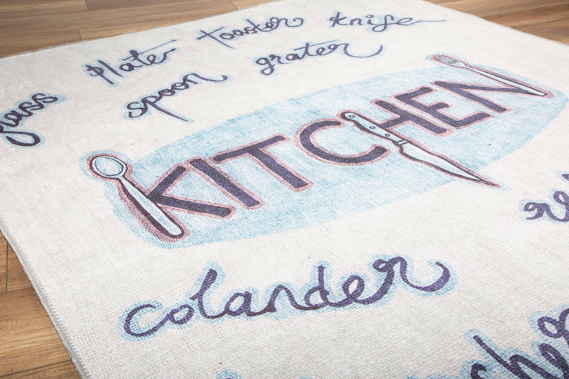 Digital Print Area Rug - White Cotton Washable Non Slip Decorative Carpet