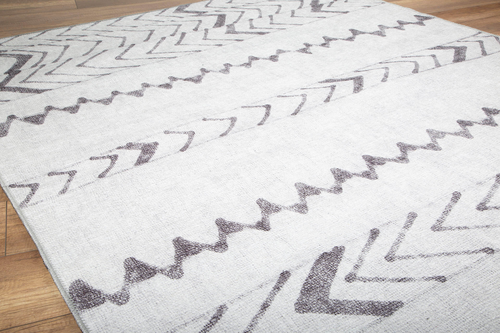 White Striped Area Rug | Soft Microfiber Carpet Washable Non Slip