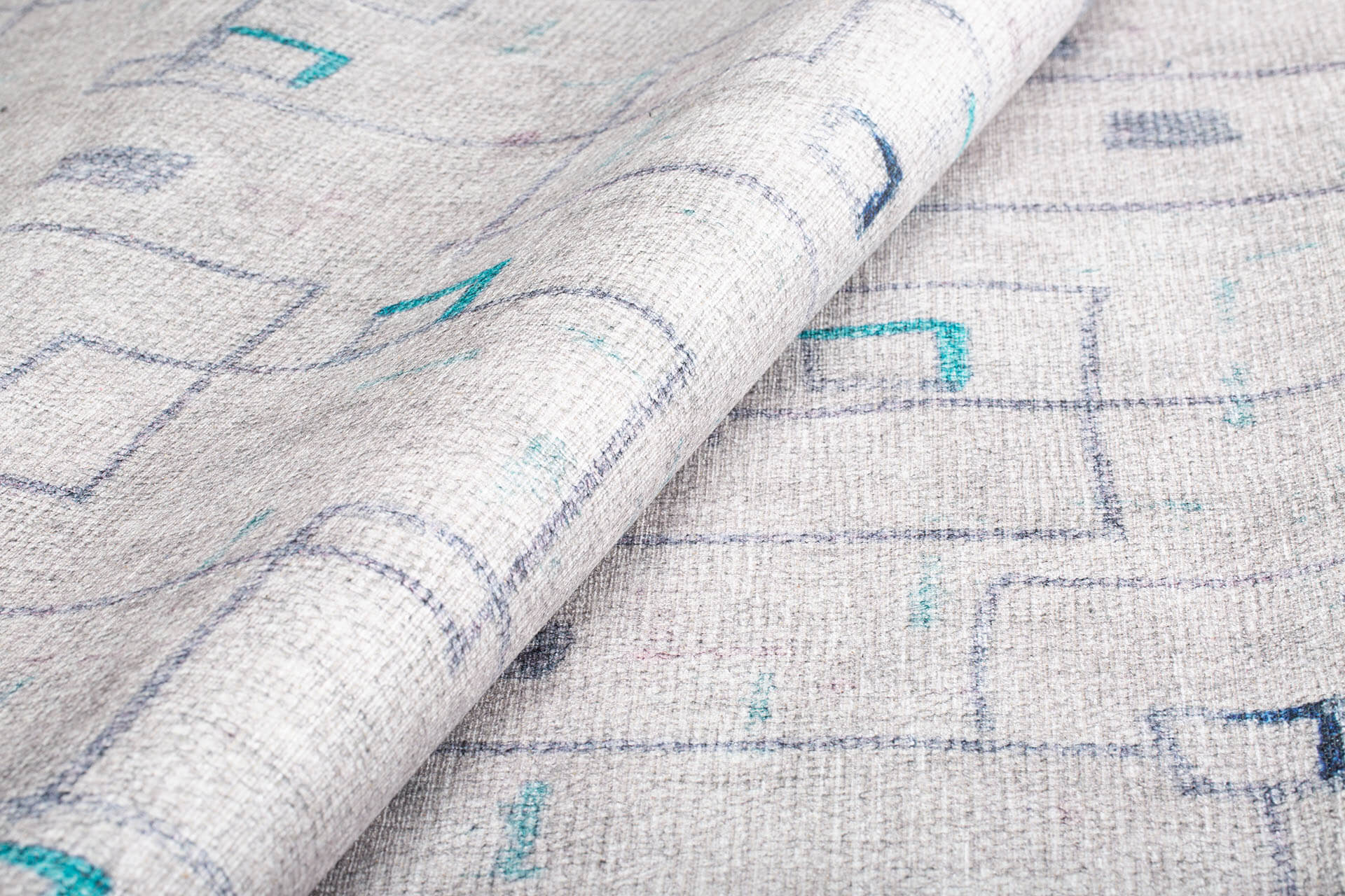Grey Geometric Area Rug – Washable Non Slip Cotton Area Rug for Living Room