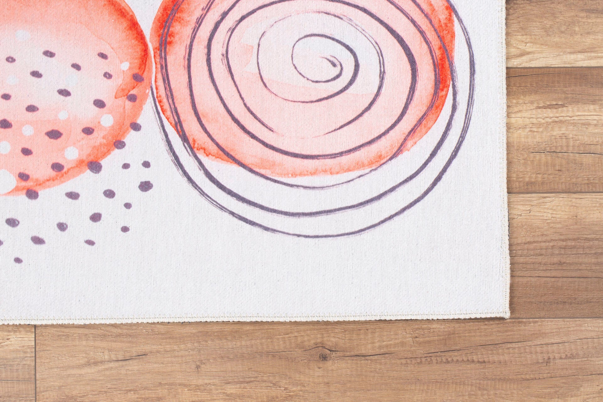 Carleville White Circles Cotton Digital Print Area Rug