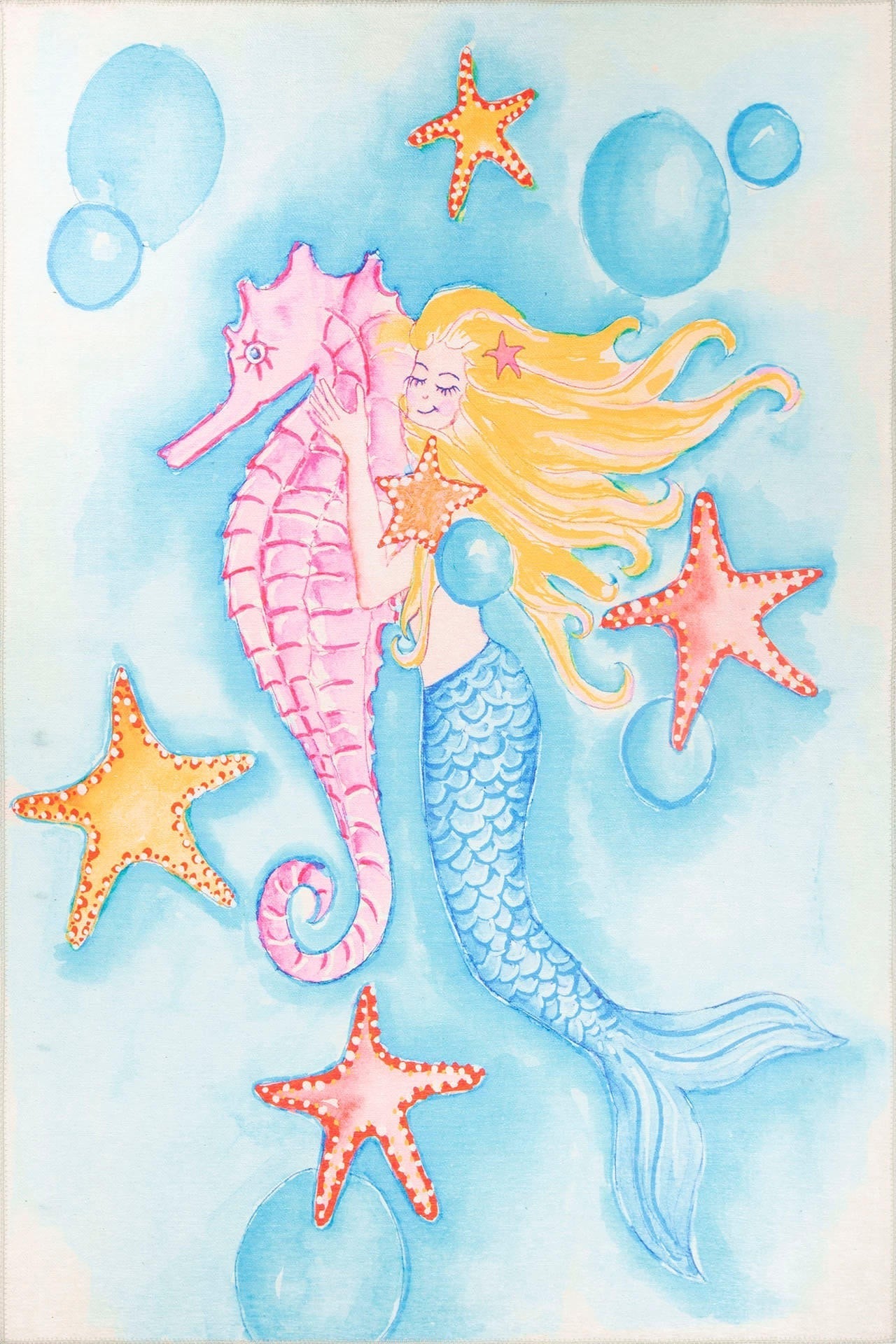 Kids Digital Print Rug – Washable Non Slip Blue Polyester Yarn Soft Microfiber Carpet