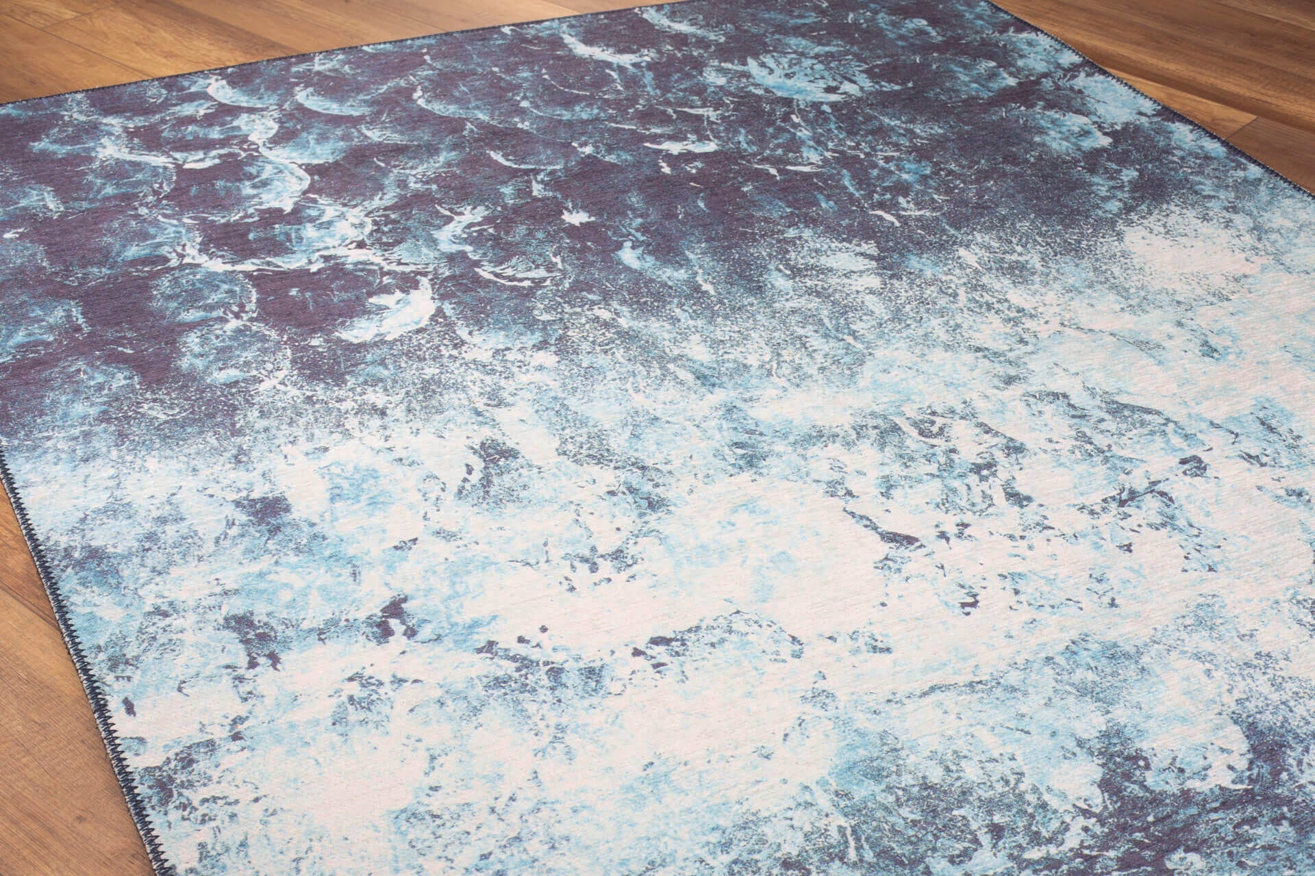 Modern Cotton Area Rug – Washable Non Slip Blue Soft Microfiber Carpet