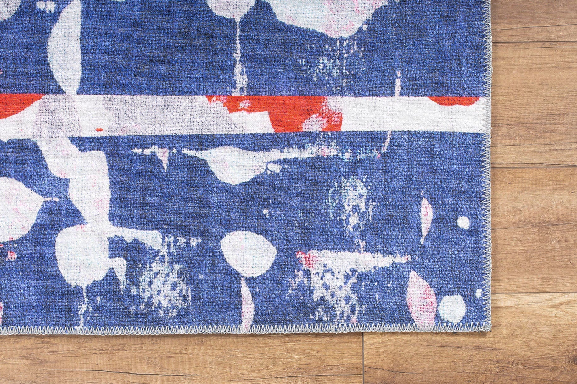 Modern Cotton Area Rug – Washable Non Slip Blue Microfiber Carpet for Living Room