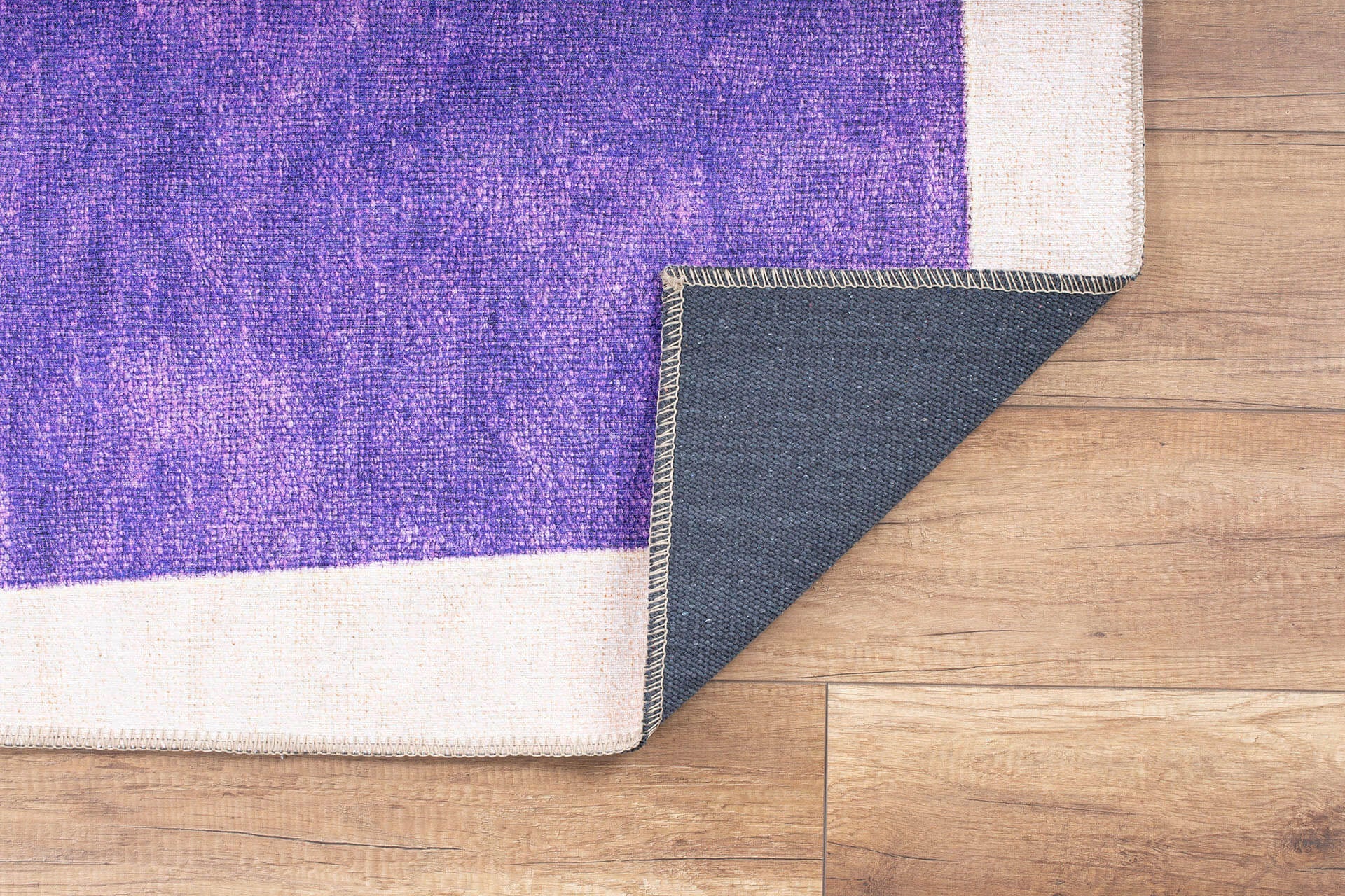 Purple Geometric Area Rug – Washable Non Slip Cotton Area Carpet with Soft Microfiber Texture