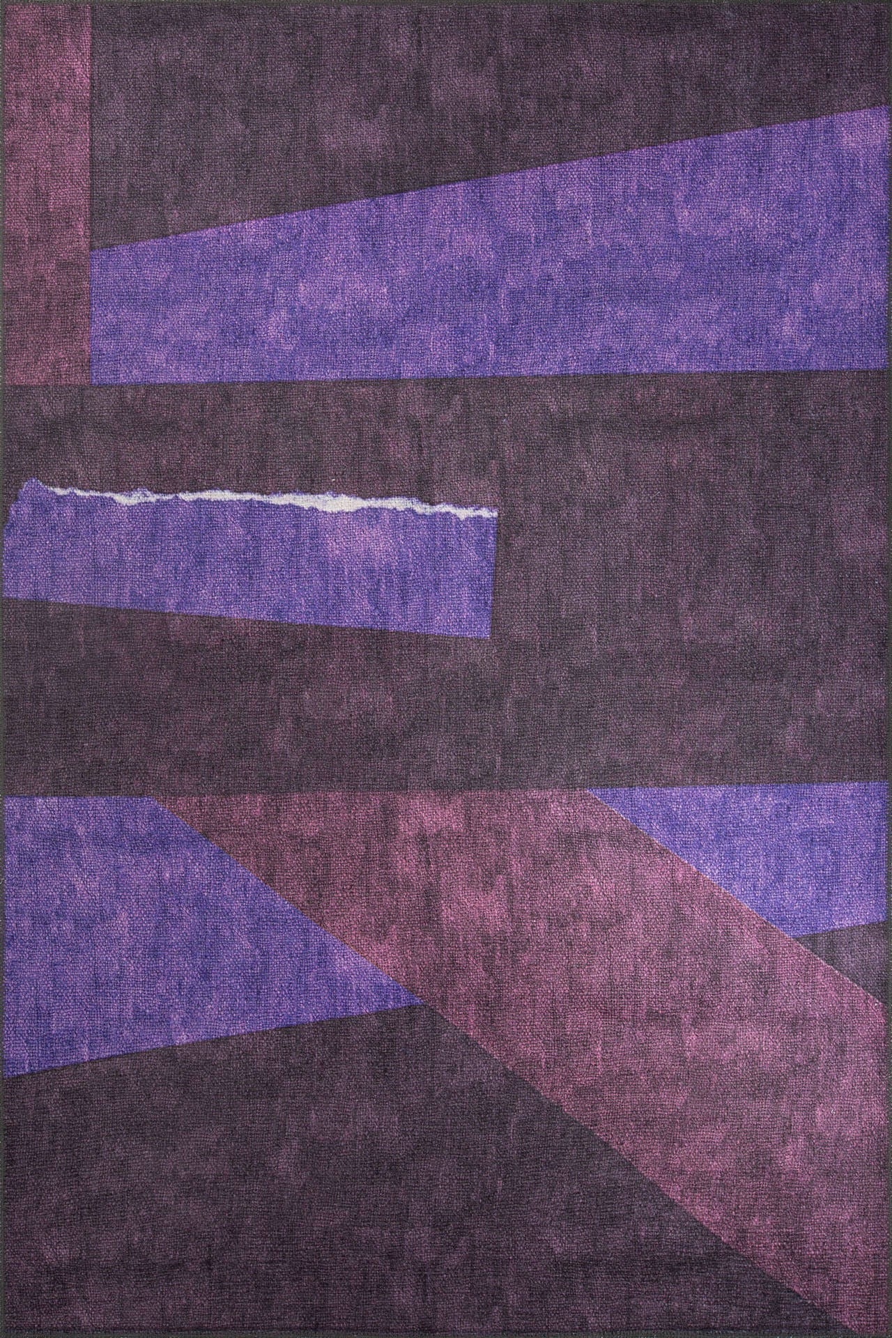 Purple Geometric Area Rug – Heavy Thick Polyester Yarn Carpet with Washable Non Slip